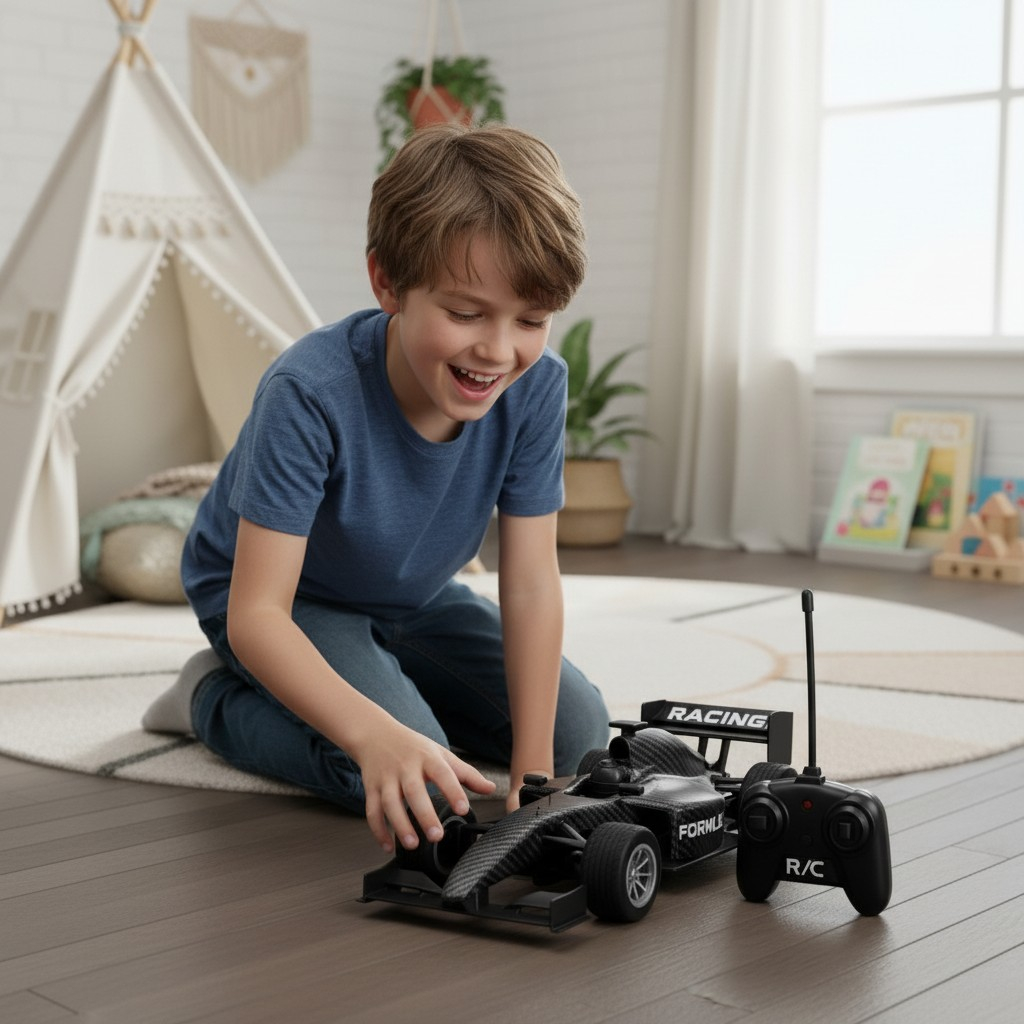 Mașină de Formula 1 Sports R/C cu radiocomandă, design aerodinamic de culoare închisă, pentru copii de 8+ ani. [2]