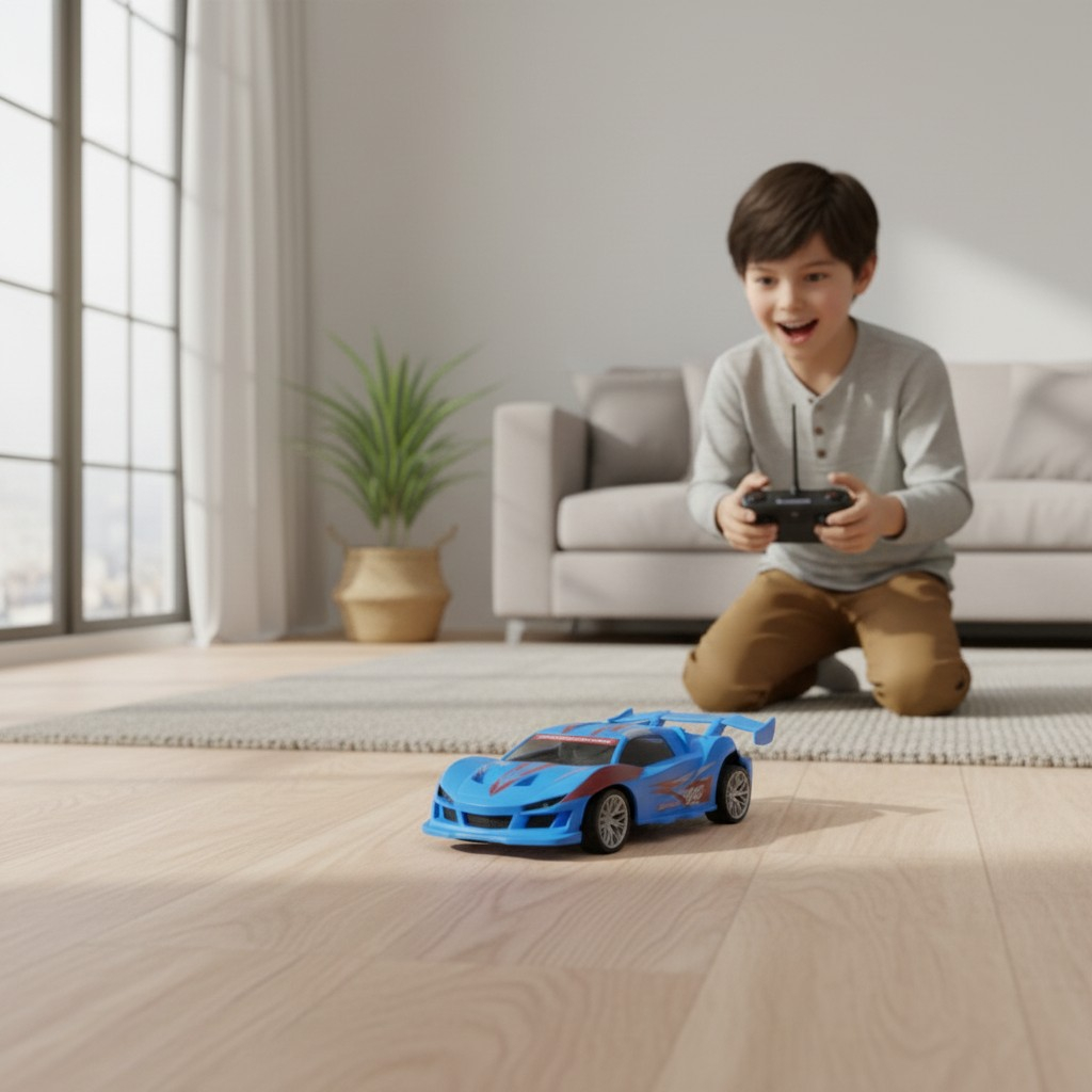 Mașină sport Racing cu telecomandă la scara 1:20, cu efecte luminoase, disponibilă în variantele roșu și albastru. [2]