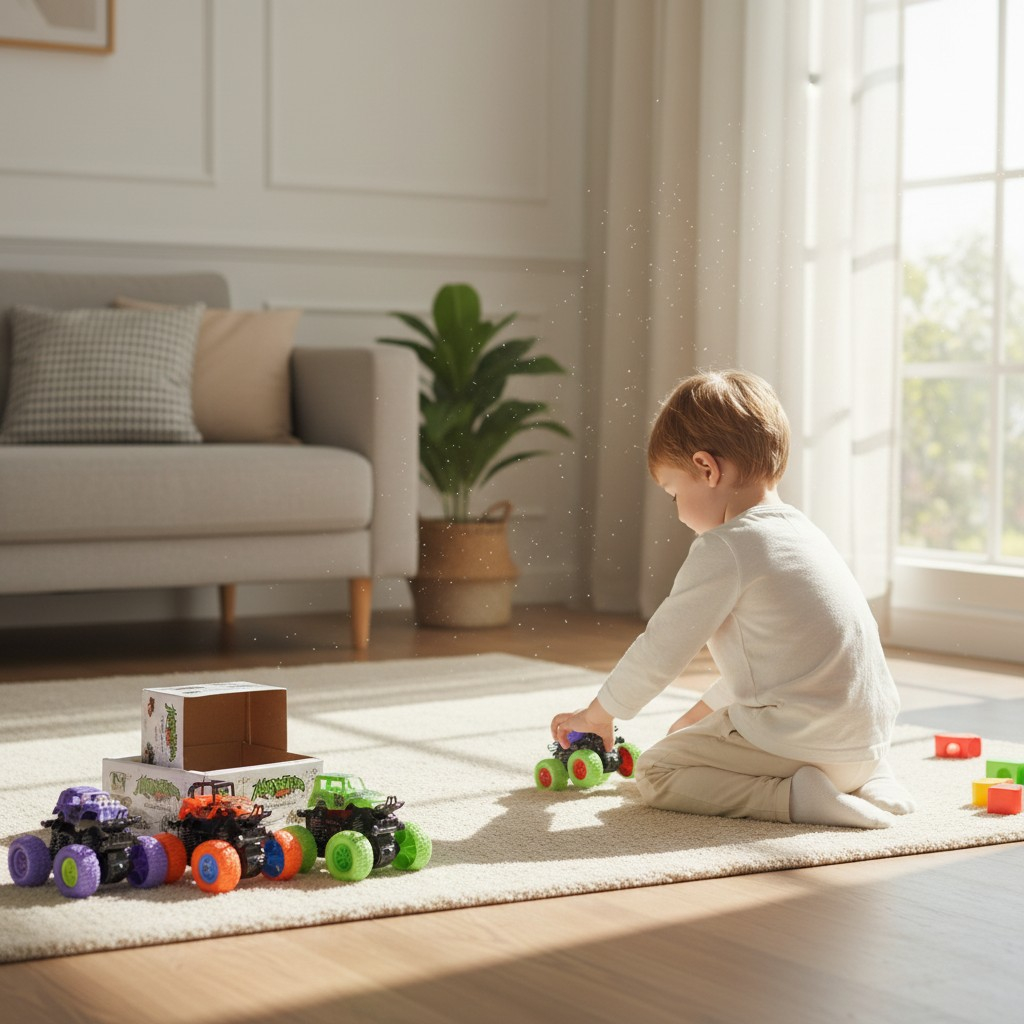 Mașinuță acrobatică Stunt Car Monster Truck, propulsie prin inerție și rotații la 360 de grade, ambalată individual. [2]