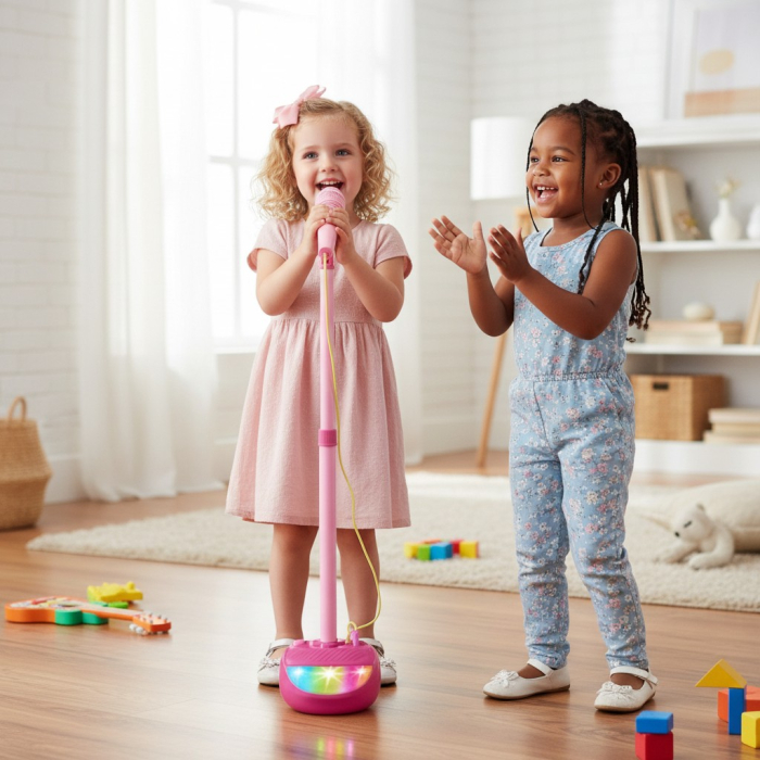 Microfon interactiv de jucarie model cu lumini LED si melodii vesele. [2]