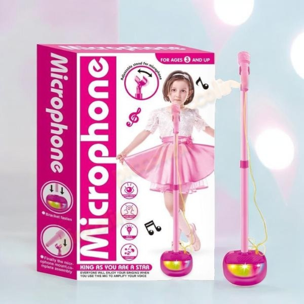 Microfon interactiv de jucarie model cu lumini LED si melodii vesele. [3]