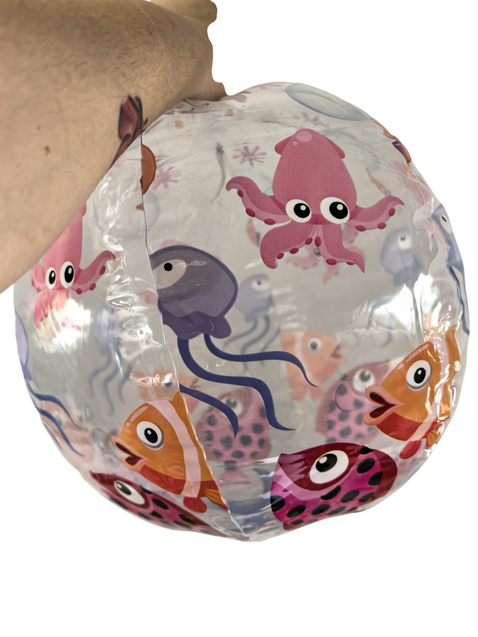 Minge gonflabilă transparentă pentru plajă și piscină cu imprimeuri vesele de vară, gata de joacă. [2]