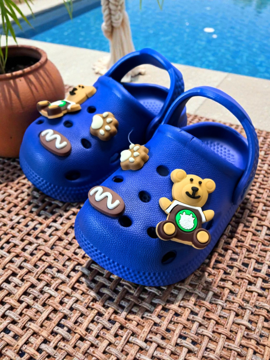 Papuci copii tip crocs albi cu ursuleț și baretă pivotantă mărimi mici. [2]