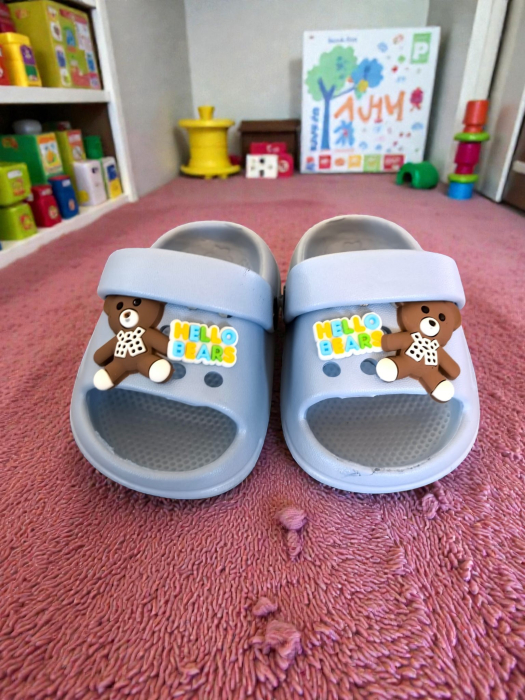 Papuci copii tip crocs cu model ursuleți 3D veseli și charms [2]