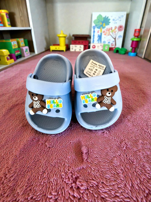 Papuci copii tip crocs cu model ursuleți 3D veseli și charms [1]