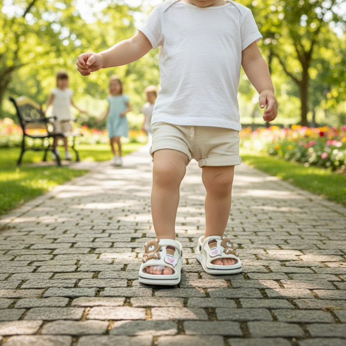 Papuci copii tip crocs crem cu ursuleți 3D Fangre [2]