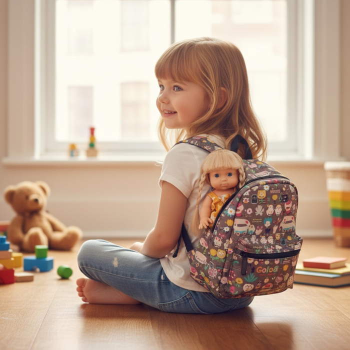 Papusa Baby Shower de 30 cm cu rochita florala si par blond impletit. [2]