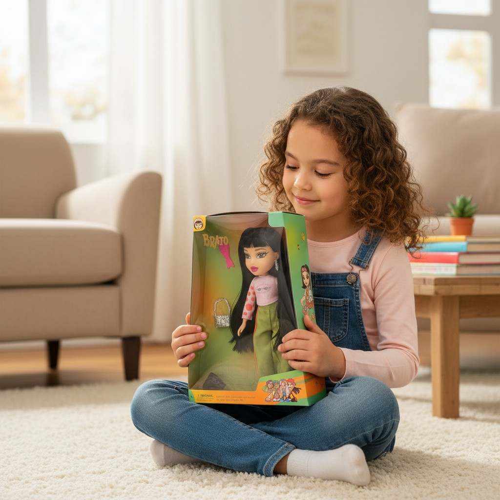 Păpușă Brato Fashion cu ținută urban-chic, păr lung și accesorii asortate, ambalată în cutie cadou de 29.5 x 22.5 cm. [2]