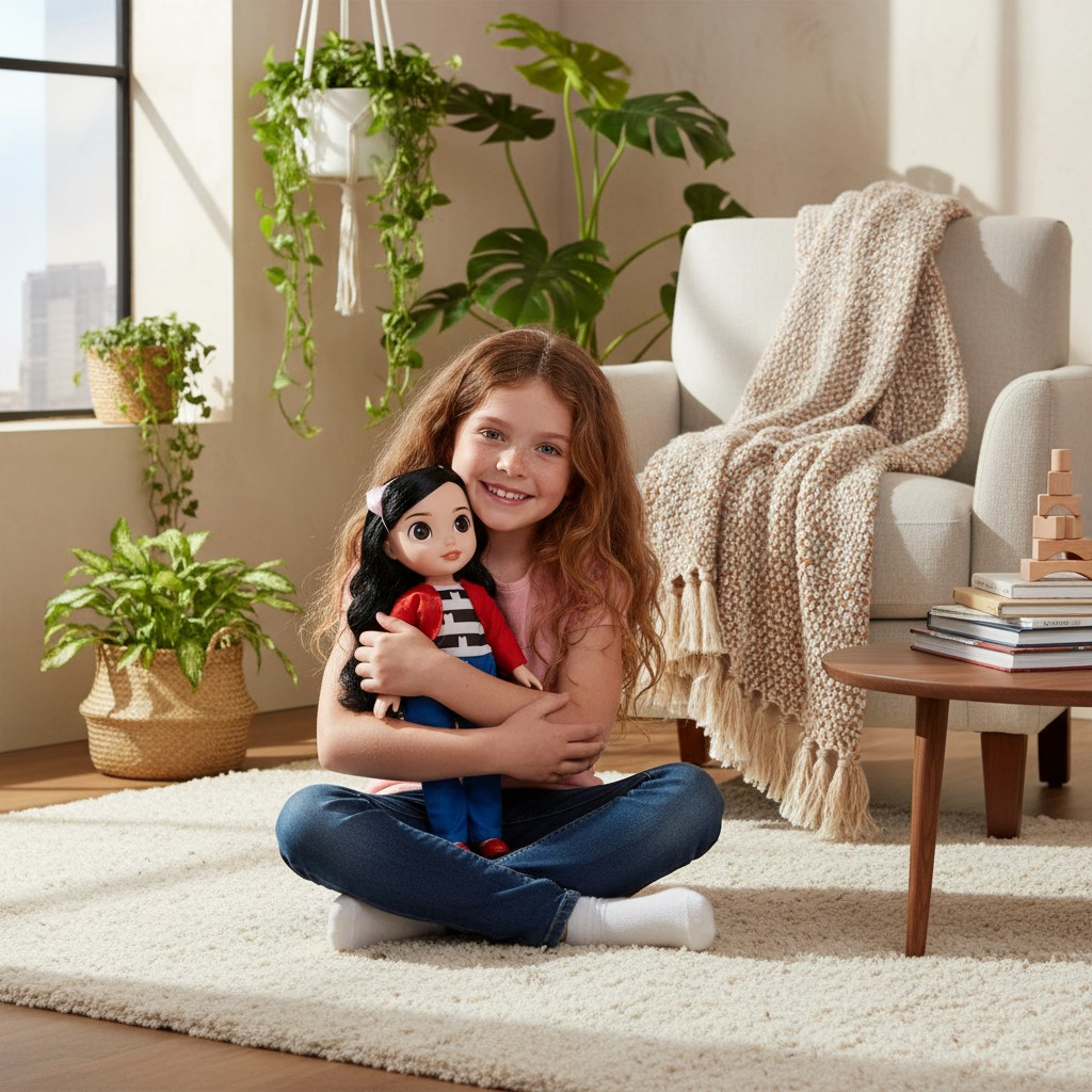 Păpușă Lovely de 35 cm cu păr negru, jachetă roșie și bentiță cu urechi de pisică inspirată de Gabby's Dollhouse. [2]