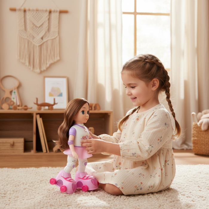 Papusa muzicala Skating Girl pe role cu lumini LED si muzica vesela. [2]