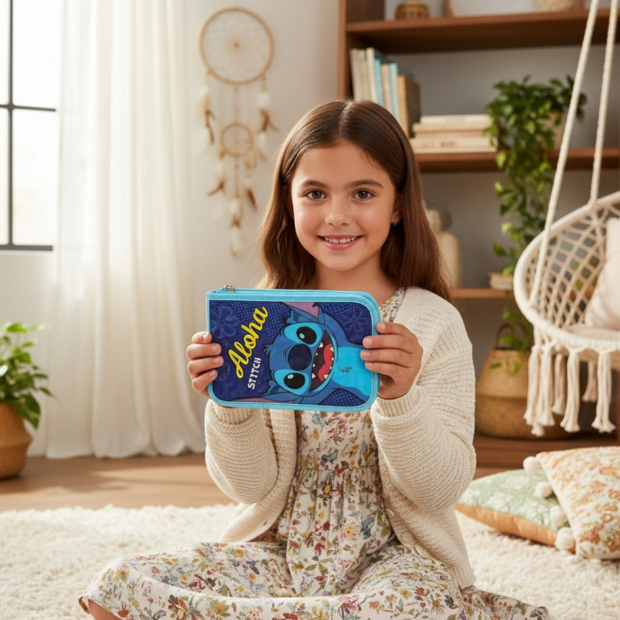 Penar școlar Disney original cu un fermoar și două clapete interioare pentru organizare, dimensiuni 21x14x3.5 cm. [2]