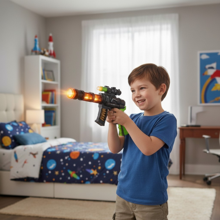 Pistol de jucarie Laser Wave cu efect de fum real lumini LED si sunete. [2]