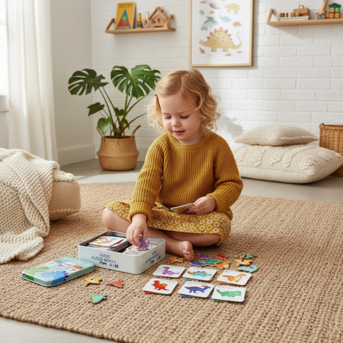 Puzzle educativ cu dinozauri în cutie metalică, 24 de piese de asociere pe 3 niveluri. [3]