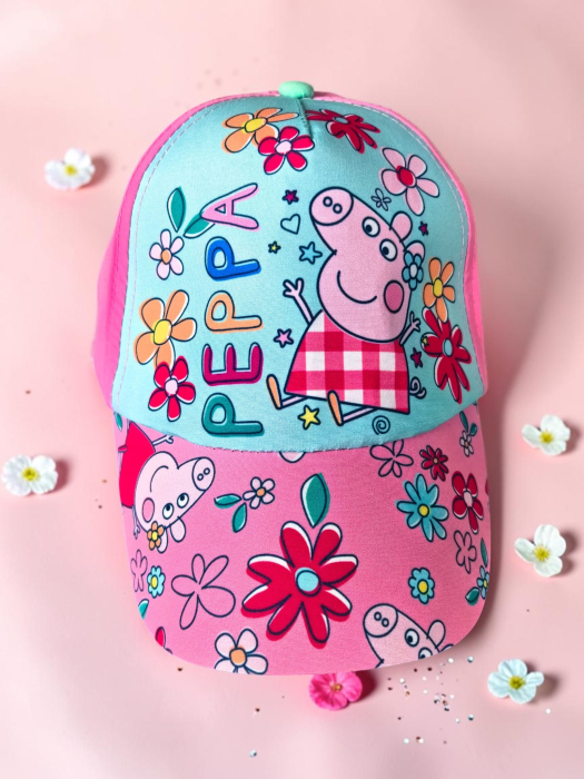 Șapcă roz pentru fetițe cu personajul Peppa Pig, mărimea 53 cm, ideală pentru protecție solară. [2]
