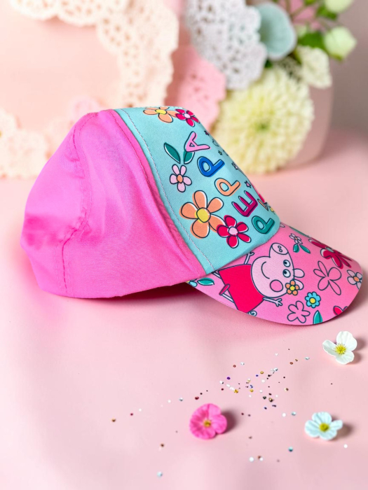 Șapcă roz pentru fetițe cu personajul Peppa Pig, mărimea 53 cm, ideală pentru protecție solară. [3]