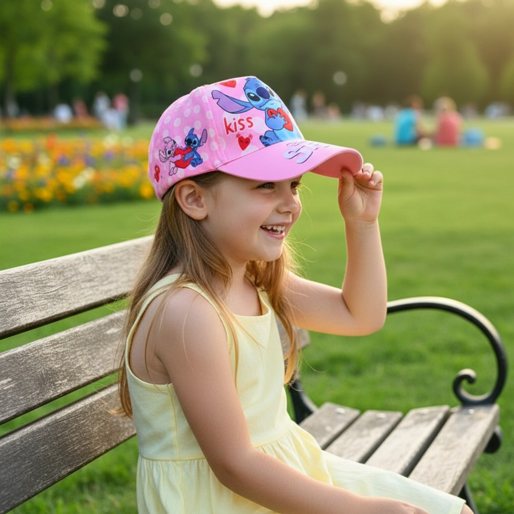 Șapcă multicoloră pentru copii cu personajul Stitch, modele variate pentru fete și băieți, ideală pentru protecție solară. [2]