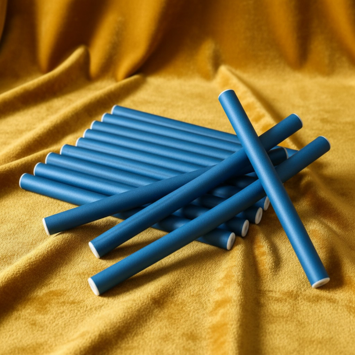 Set de 10 bigudiuri flexibile albastre, mărimea 2, pentru ondularea părului fără căldură. [2]