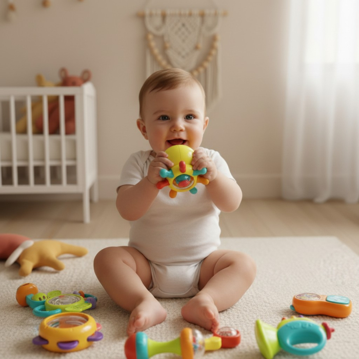 Set 12 zornaitori colorate si interactive pentru dezvoltarea senzoriala a bebelusilor. [2]