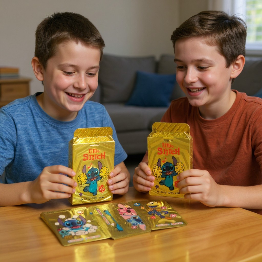 Pachet de cărți colecționabile Stitch Gold Edition cu finisaj auriu lucios și ilustrații premium. [2]