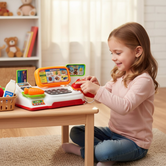 Casa de marcat jucarie pentru copii cu scanner si cos cumparaturi accesorii [2]