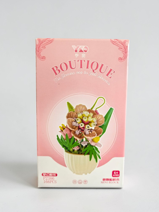 Buchet de flori colorate realizat din blocuri de constructie pentru decor interior. [3]
