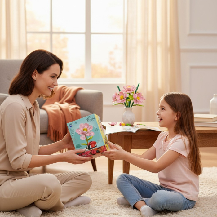 Aranjament floral din blocuri de constructie colorate tip lego pentru decoratiuni. [3]