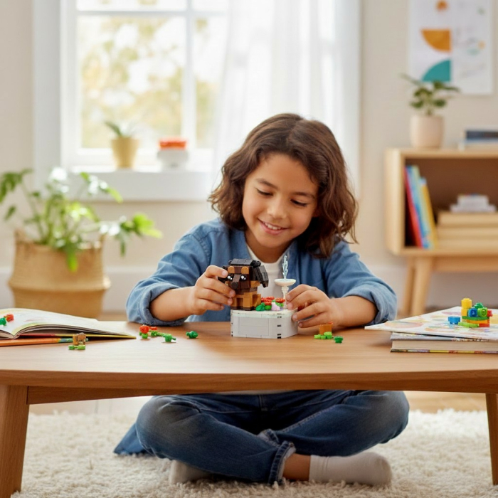 Set de constructie animale colorate din blocuri tip lego pentru copii. [3]