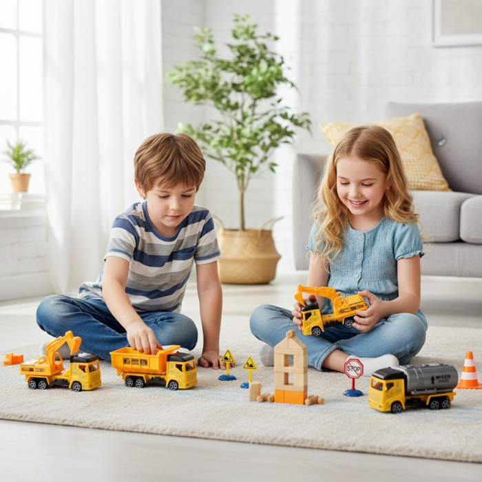 Set de jucarii Urban Construction cu buldozer macara si vehicule de santier. [2]