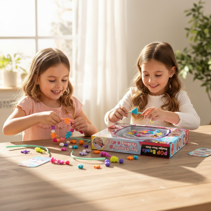 Set 100 de margele Pop Art colorate cu sistem de conectare fara ata. [2]