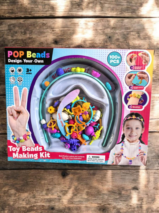 Set 100 de margele Pop Art colorate cu sistem de conectare fara ata. [3]