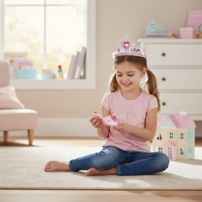 Set de accesorii printesa format din papuci cu toc roz si diadema cu pietre stralucitoare. [3]