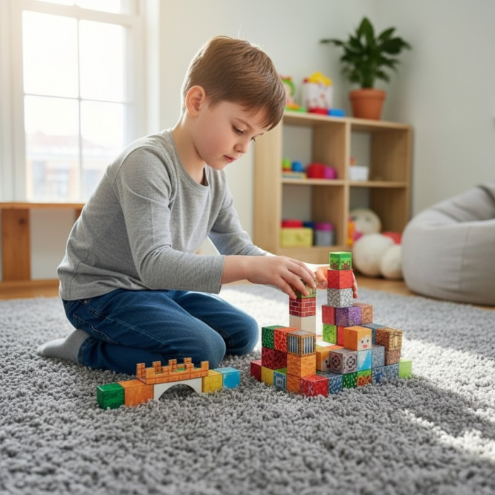 Construcție realizată din setul Magnetism World, cuburi 3D magnetice cu design pixelat. [7]