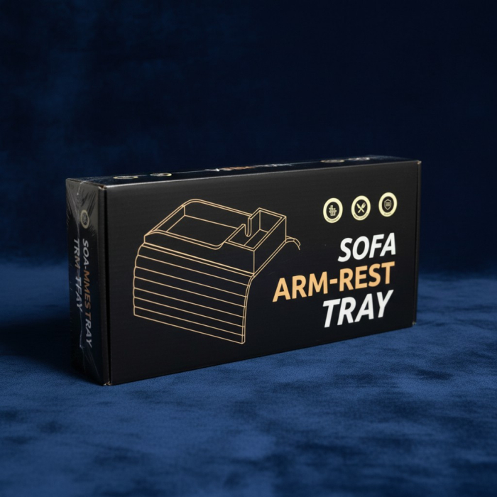 Suport flexibil din bambus pentru brațul canapelei cu slot pentru telefon și spațiu pentru pahar. [3]