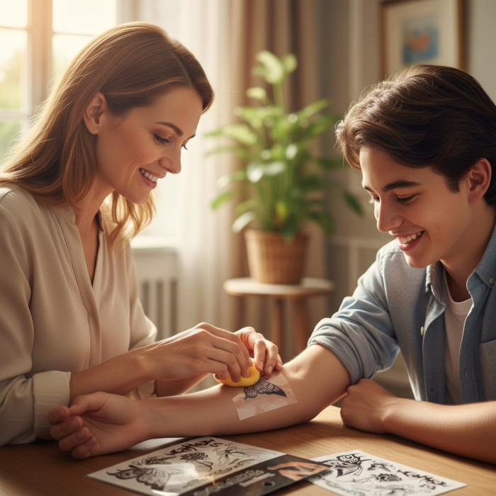 Folie cu tatuaje temporare negre cu modele grafice de fluturi pentru copii. [2]