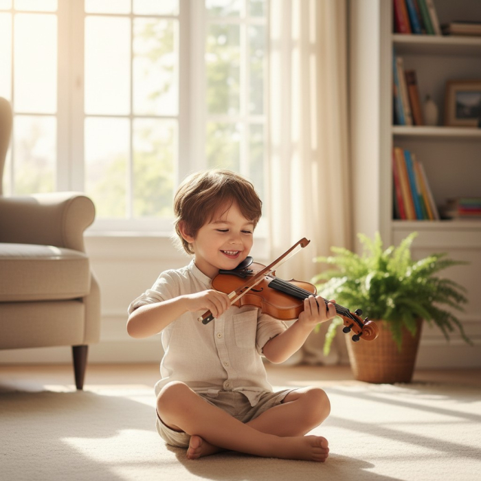 Vioară electrică de jucărie pentru copii cu arcuș și melodii clasice incluse. [2]