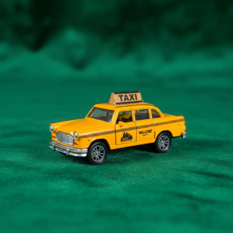 Mașini de colecție - Mașinuță metalică vintage Taxi New York City, culoare galbenă, scara 1:32.