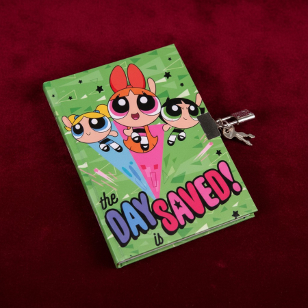 Agende și caiete - Agendă secretă cu lăcat și cheiță The PowerPuff Girls, produs licențiat oficial Cartoon Network.