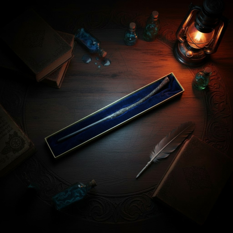 Magia lui Harry Potter - Baghetă magică Bellatrix Lestrange din Harry Potter, replică curbată cu interior din oțel și lungime de 36 cm.