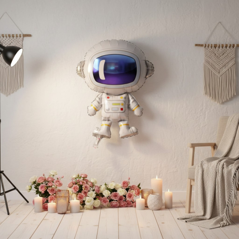 Baloane de poveste - Balon urias din folie metalizata sub forma de cosmonaut astronaut 70 cm pentru decor petreceri copii