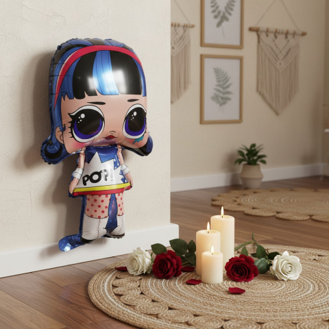 Baloane de poveste - Balon din folie metalizata in forma de papusa LOL Surprise, Model 1, 60 cm inaltime, decor petrecere