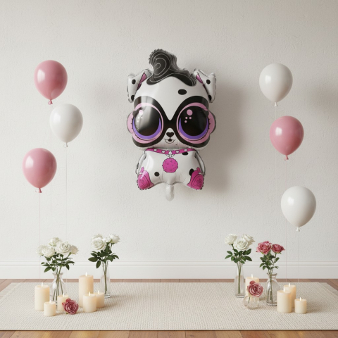 Baloane de poveste - Balon din folie metalizata tip animalut LOL Surprise, Model 2, dimensiune 60 cm, pentru decor petreceri copii