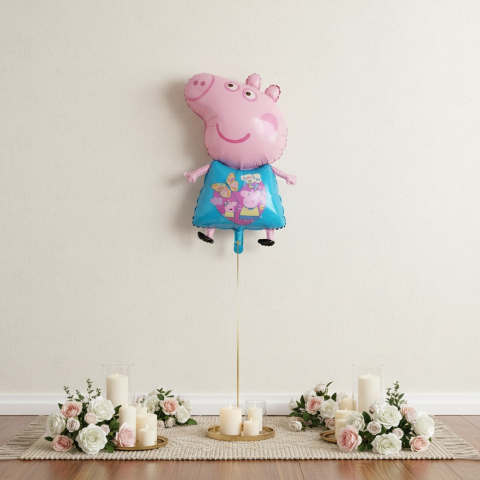 Baloane de poveste - Balon din folie metalizata cu personajele Peppa Pig si George, inaltime 60 cm, pentru decoratiuni petreceri copii
