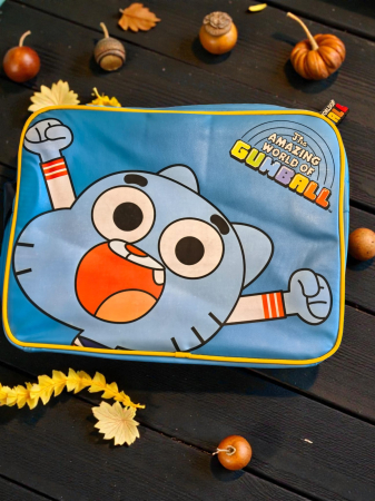 Ghiozdane și Rucsacuri 3D - Geantă de umăr albastră pentru copii model The Amazing World of Gumball