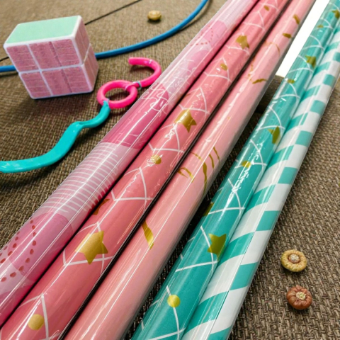 Ambalaje de Cadou - Coală de hârtie cerată pentru cadouri, format mare 100x70 cm, disponibilă în 4 modele asortate, ambalată individual.