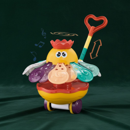 Jucării educative - Jucarie caracatita de impins Hairun pentru bebelusi cu tentacule rotative si sunete.