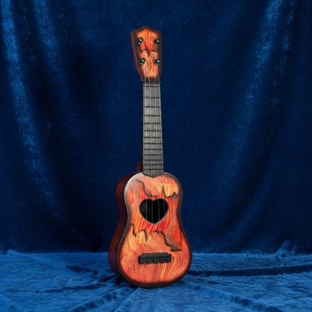 Instrumente muzicale pentru Copii - Chitară jucărie pentru copii cu design imitație lemn și decupaj inimă.