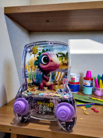 Nostalgia Anilor 2000 - Jucărie cu apă și cerculețe model dinozaur mov tip consolă retro