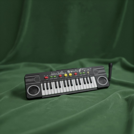 Instrumente muzicale pentru Copii - Orgă electrică neagră pentru copii cu 37 clape și microfon extern inclus.