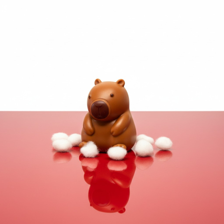 Jucării squeeze - Jucărie antistres tip squishy în formă de capybara simplu, culoare maro/bej, dimensiune 5.5 cm.