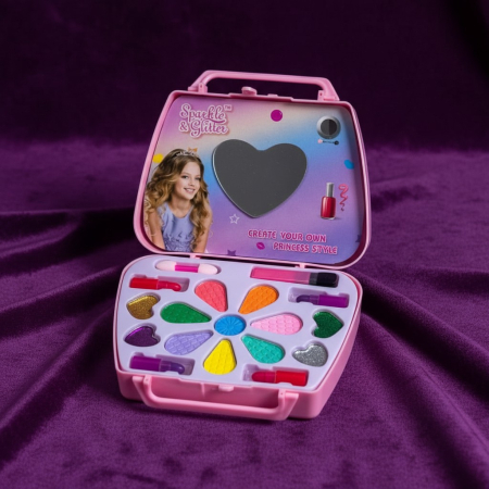 Seturi de Jucării - Set de machiaj Sparkle pentru copii cu farduri colorate si sclipici.